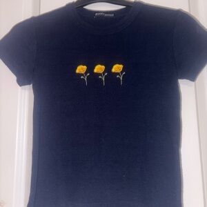 Navy Blue Kids Shirt with Yellow Floral Design